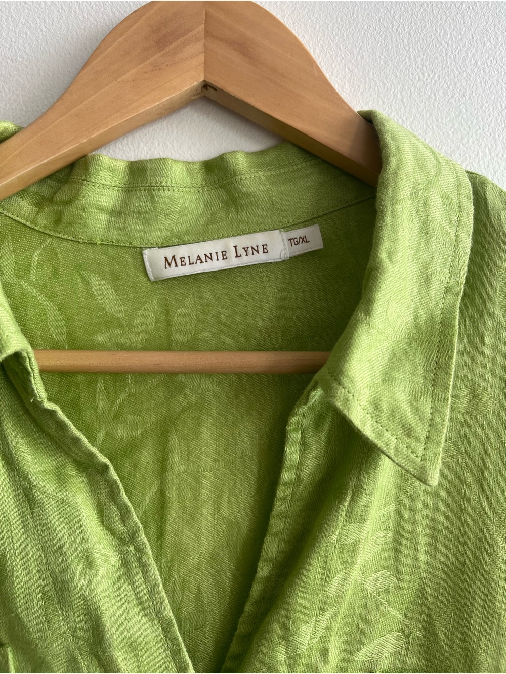 Melanie Lyne Lime Green Linen Blazer Jacket | Coastal Grandmother Summer Size XL - Picture 6 of 9